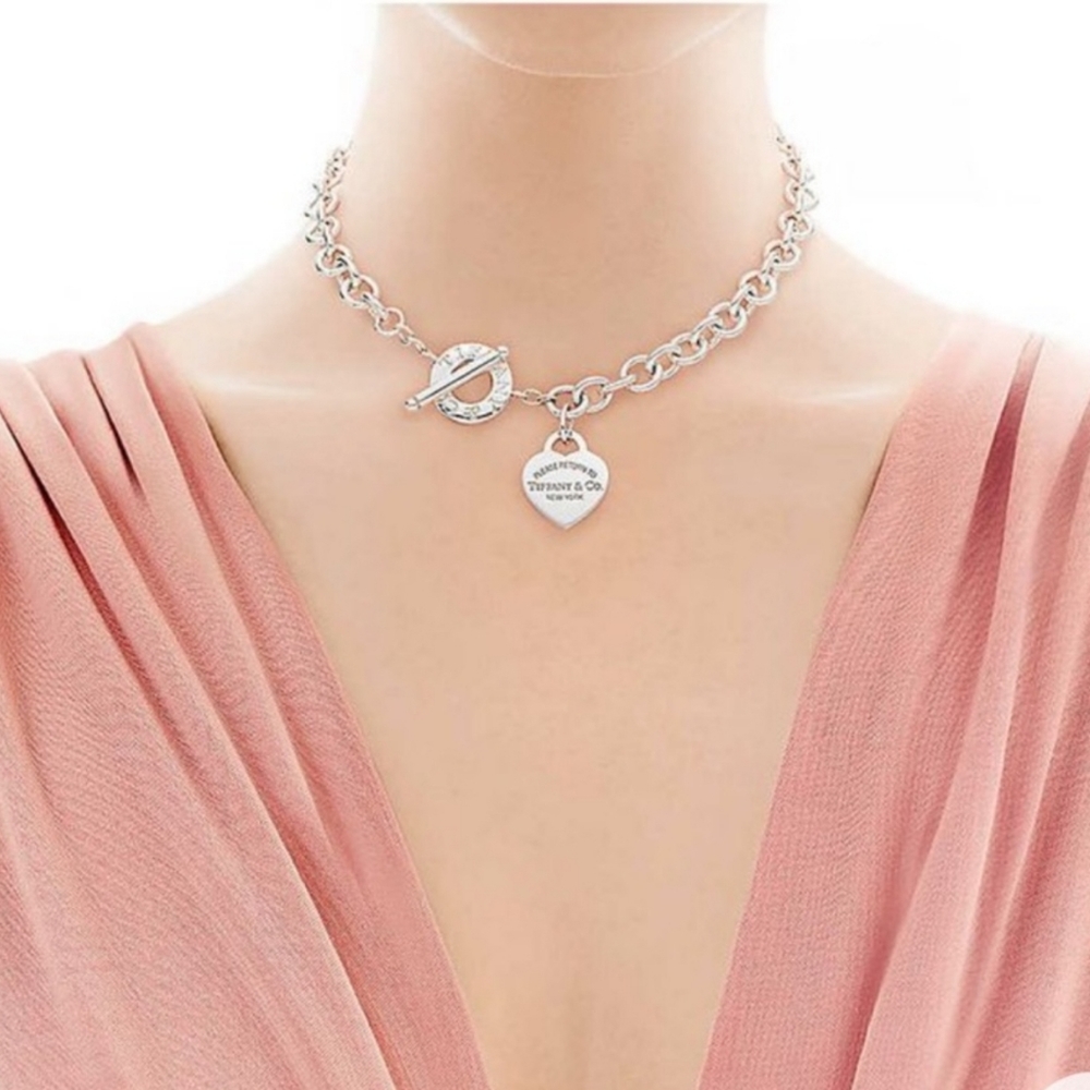SOLD ON MERC✨️🩵 TIFFANY & CO. Heart Tag Choker Necklace 🩵✨️ - Picture 1 of 9